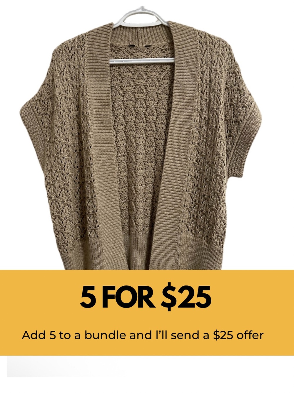 Open-Front Knit Cardigan Sweater - Taupe